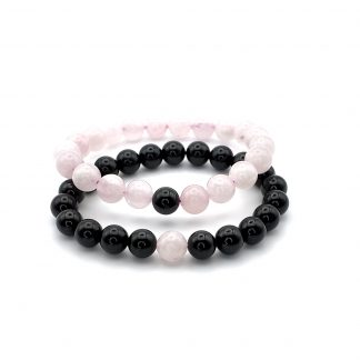 Bracelets Connectés Tourmaline Noire - Quartz Rose