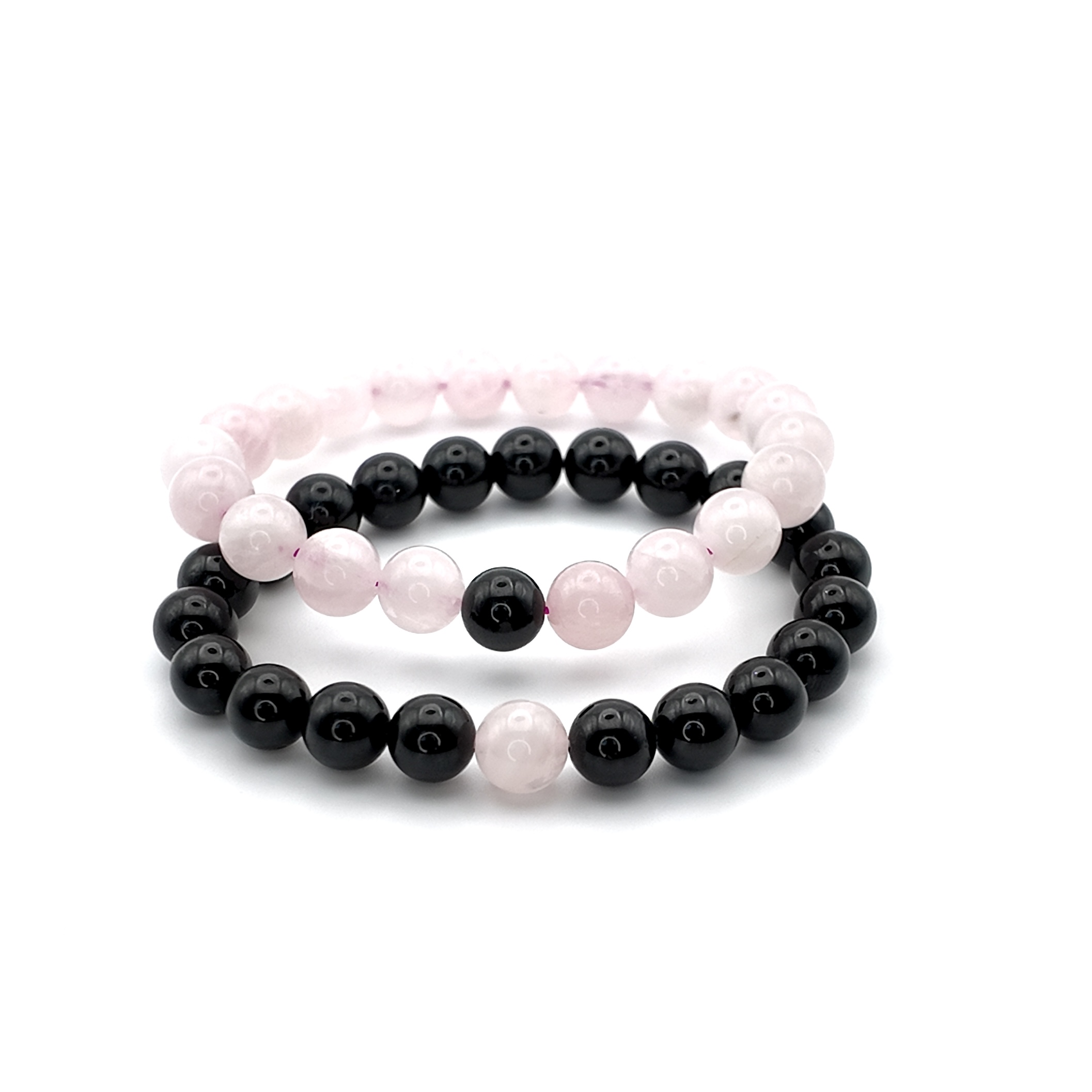Bracelets Connectés Tourmaline Noire - Quartz Rose