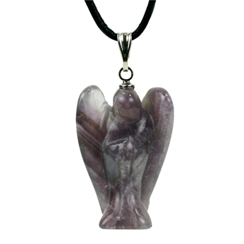 Pendentif Ange En Améthyste - Collier Pierre Naturelle - Couleur Violet, Thème Chakra - Neuf Avec étiquette